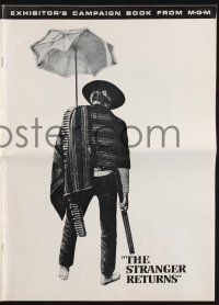 4s695 STRANGER RETURNS pressbook '68 great spaghetti western image of Tony Anthony with umbrella!