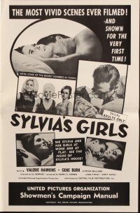 4s705 SYLVIA'S GIRLS pressbook '65 Valerie Hawkins, the most vivid sex scenes ever filmed!
