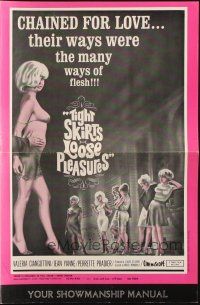 4s716 TIGHT SKIRTS LOOSE PLEASURES pressbook '64 chained for love, their ways of the flesh!