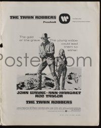 4s719 TRAIN ROBBERS pressbook '73 great images of cowboy John Wayne & sexy Ann-Margret!