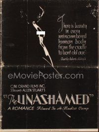 4s722 UNASHAMED pressbook '38 great naked silhouette art, actually filmed in a nudist camp!