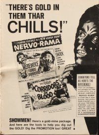 4s736 WEREWOLF IN A GIRLS' DORMITORY/CORRIDORS OF BLOOD pressbook '60s wild horror double-bill!