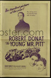 4s756 YOUNG MR. PITT pressbook '42 Robert Donat & Phyllis Calvert, directed by Carol Reed!