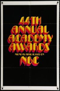 4t012 44th ANNUAL ACADEMY AWARDS 1sh '72 NBC television, cool title design!