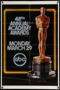 4t013 48TH ANNUAL ACADEMY AWARDS 1sh '76 huge image of Oscar statuette, ABC Television!