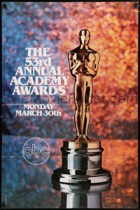 4t014 53RD ANNUAL ACADEMY AWARDS 1sh '81 cool image of Oscar statue and sparkling background!