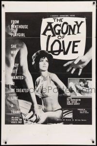 4t019 AGONY OF LOVE 1sh '66 William Rotsler, sexy Pat Barrington, from Penthouse to Playgirl!