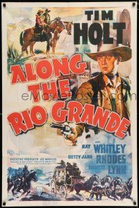 4t026 ALONG THE RIO GRANDE style A 1sh '41 Tim Holt western!