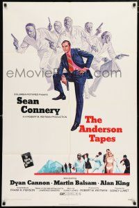 4t032 ANDERSON TAPES 1sh '71 art of Sean Connery & gang of masked robbers, Sidney Lumet