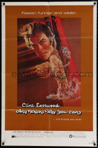 4t039 ANY WHICH WAY YOU CAN 1sh '80 cool artwork of Clint Eastwood by Bob Peak!