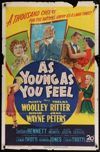 4t046 AS YOUNG AS YOU FEEL 1sh '51 great art including young sexy Marilyn Monroe!