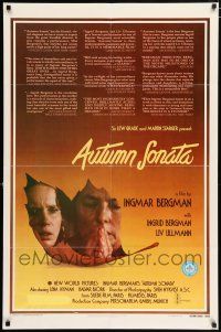 4t051 AUTUMN SONATA 1sh '78 Ingmar Bergman directs & Ingrid Bergman stars!