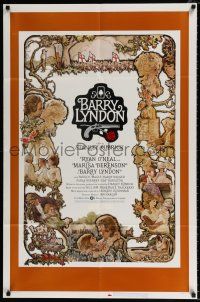 4t059 BARRY LYNDON 1sh '75 Stanley Kubrick, Ryan O'Neal, great colorful art of cast by Gehm!