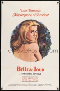 4t065 BELLE DE JOUR 1sh '68 Luis Bunuel, close up of sexy Catherine Deneuve!
