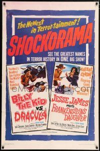 4t078 BILLY THE KID VS. DRACULA/JESSE JAMES MEETS FRANKENSTEIN'S DAUGHTER 1sh '65 western horror!