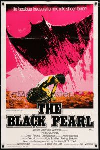 4t081 BLACK PEARL 1sh '77 Gilbert Roland, Carl Anderson, art of huge ray & diver!