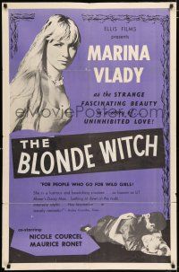 4t086 BLONDE WITCH 1sh '55 Nicole Courcel, close-up of sexy sorceress Marina Vlady!