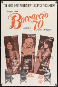 4t093 BOCCACCIO '70 1sh '62 sexy Loren, Ekberg & Schneider, plus Fellini, De Sica & Visconti!