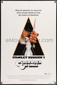 4t141 CLOCKWORK ORANGE R rated 1sh '72 Stanley Kubrick classic, Castle art of Malcolm McDowell