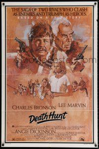 4t179 DEATH HUNT 1sh '81 artwork of Charles Bronson & Lee Marvin with guns by John Solie!