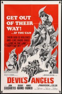 4t186 DEVIL'S ANGELS 1sh '67 Corman, Cassavetes, their god is violence, lust the law they live by