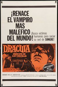 4t207 DRACULA PRINCE OF DARKNESS Spanish/U.S. 1sh '66 great close image of vampire Christopher Lee!