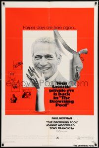 4t210 DROWNING POOL 1sh '75 cool image of Paul Newman as private eye Lew Harper!