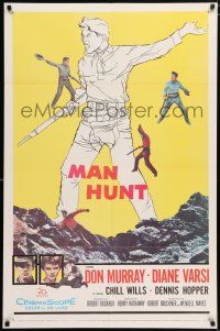 4t285 FROM HELL TO TEXAS 1sh '58 cool full-length art of Don Murray w/rifle, Diane Varsi, Man Hunt