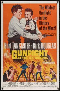 4t333 GUNFIGHT AT THE O.K. CORRAL 1sh R64 Burt Lancaster, Kirk Douglas, John Sturges!