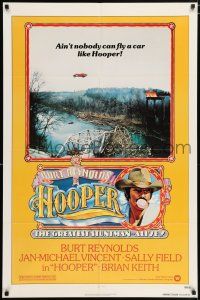 4t364 HOOPER teaser 1sh '78 great portrait of stunt man Burt Reynolds car jumping ravine!
