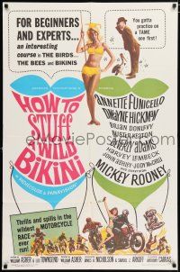 4t374 HOW TO STUFF A WILD BIKINI 1sh '65 Annette Funicello, Buster Keaton, motorcycle & bikini art