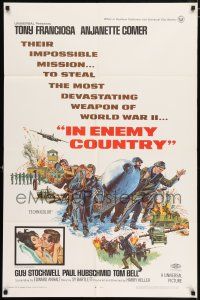 4t393 IN ENEMY COUNTRY 1sh '68 action art of Tony Franciosa & Ajanette Comer, WWII!