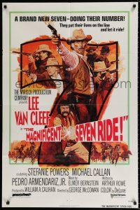 4t497 MAGNIFICENT SEVEN RIDE int'l 1sh '72 art of cowboy Lee Van Cleef firing six-shooter!