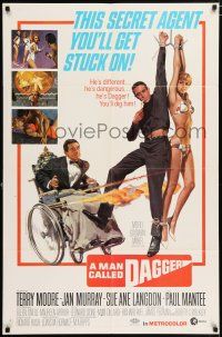 4t500 MAN CALLED DAGGER 1sh '67 Terry Moore, Paul Mantee, great art of guy in wheelchair with guns