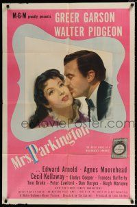 4t583 MRS. PARKINGTON style C 1sh '44 great romantic art of Greer Garson & Walter Pidgeon!