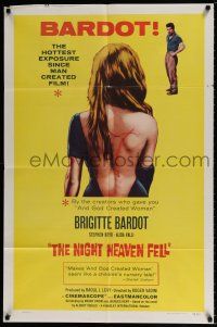 4t627 NIGHT HEAVEN FELL 1sh '58 Bardot makes And God Created Woman seem like a nursery tale!