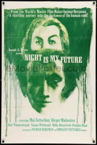 4t628 NIGHT IS MY FUTURE 1sh '62 Ingmar Bergman's Musik I morker, Swedish, cool artwork!