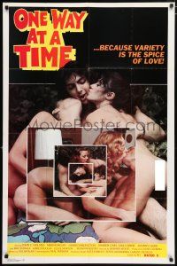 4t663 ONE WAY AT A TIME 1sh '79 Mimi Morgan, Big John Holmes, clever censor design!