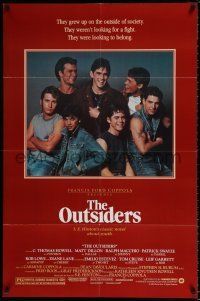 4t678 OUTSIDERS 1sh '82 Coppola, S.E. Hinton, Howell, Dillon, Macchio, Swayze, Lowe, Estevez!