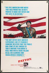 4t681 PATTON 1sh '70 General George C. Scott saluting, military World War II classic!