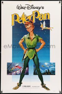 4t686 PETER PAN 1sh R82 Walt Disney animated cartoon fantasy classic, great full-length art!