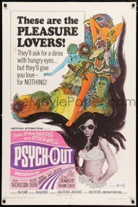 4t714 PSYCH-OUT 1sh '68 AIP, psychedelic drugs, sexy pleasure lover Susan Strasberg!