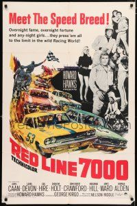 4t727 RED LINE 7000 1sh '65 Howard Hawks, James Caan, car racing artwork, meet the speed breed!