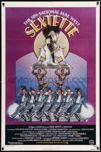 4t783 SEXTETTE 1sh '79 art of ageless Mae West w/dancers & dogs by Drew Struzan!