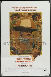 4t790 SHOOTIST 1sh '76 best Richard Amsel artwork of cowboy John Wayne & cast!