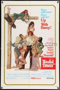 4t795 SINFUL DAVEY 1sh '69 John Huston, Scottish sex that is playful, lusty & shameful!
