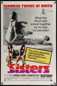 4t798 SISTERS 1sh '73 Brian De Palma, Margot Kidder is a set of conjoined twins!