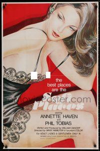4t811 SOFT PLACES 1sh '77 cool Villagran artwork of sexy Annette Haven in skimpy lingerie!
