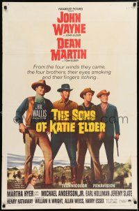4t816 SONS OF KATIE ELDER 1sh '65 line up of John Wayne, Dean Martin & more + Martha Hyer!
