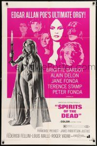 4t820 SPIRITS OF THE DEAD 1sh '69 Federico Fellini, Reynold Brown artwork of sexy Jane Fonda!